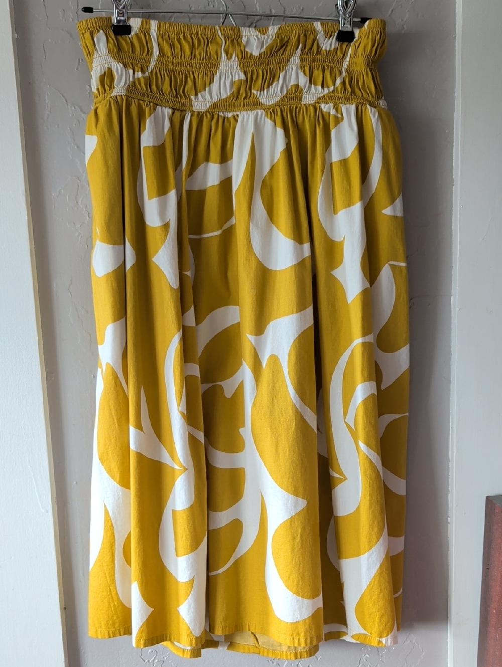 a new day Mustard Yellow White Midi Skirt With Pockets Women's Medium